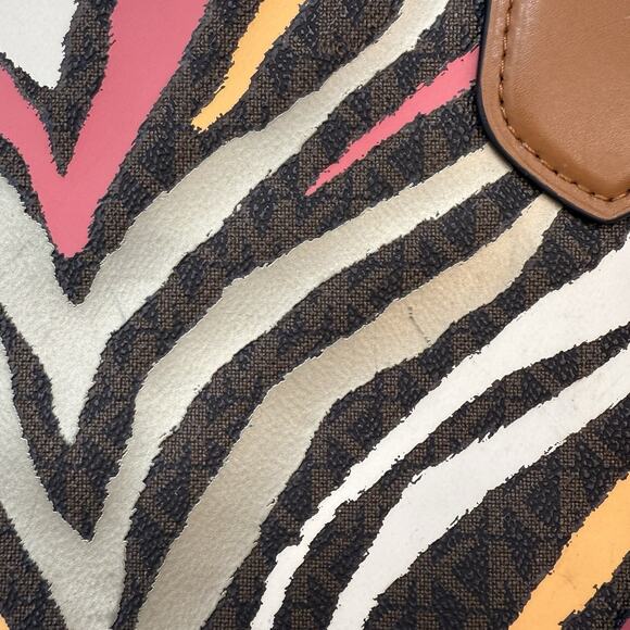 Michael Kors Signature Eva Colorful Zebra Print Tote With Snap Pouch - Picture 3 of 16